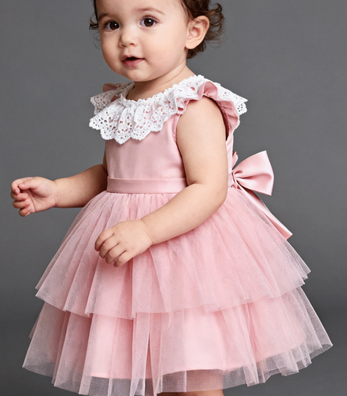 Girl's dress in soft pink