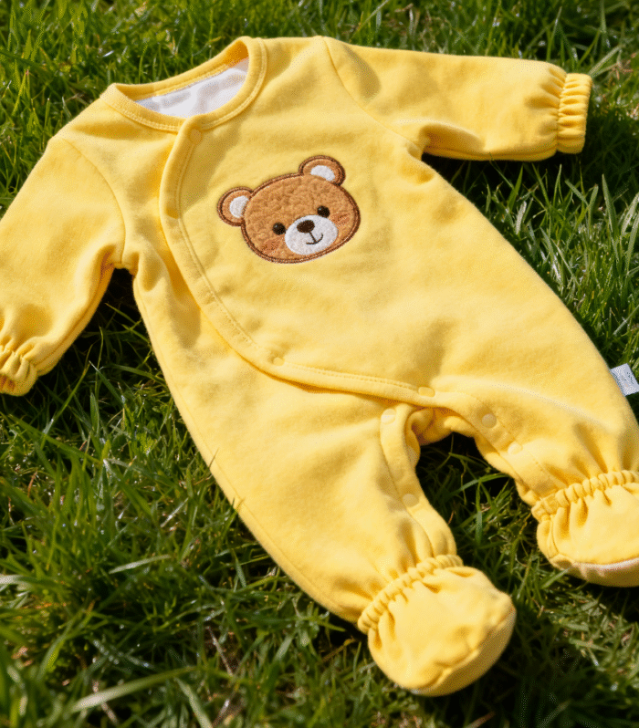 Bright yellow jumpsuit for infants and young children