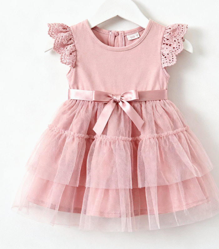 Girl's dress in soft pink
