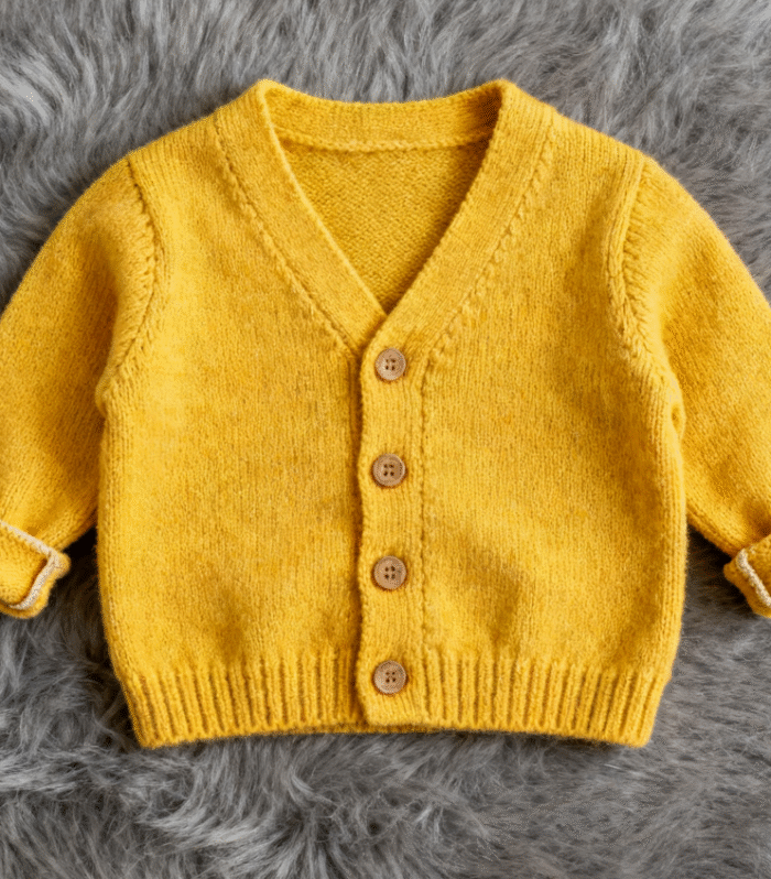 Bright yellow cardigan for infants and young children