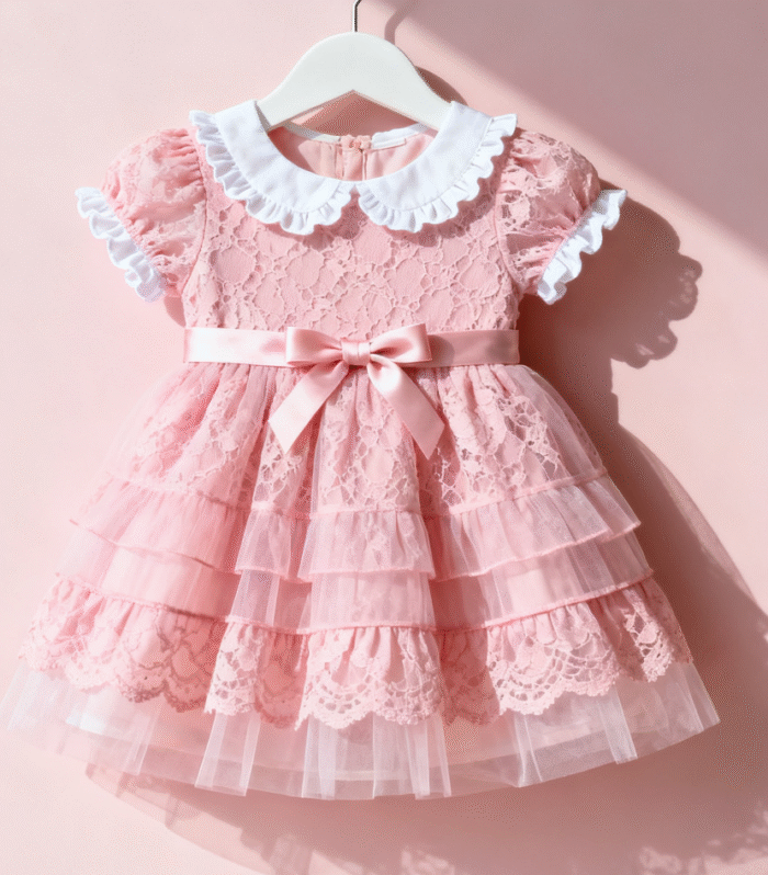 Girl's dress in soft pink