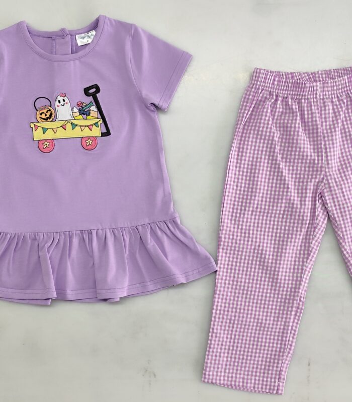 Purple short-sleeved suit for infants and toddlers
