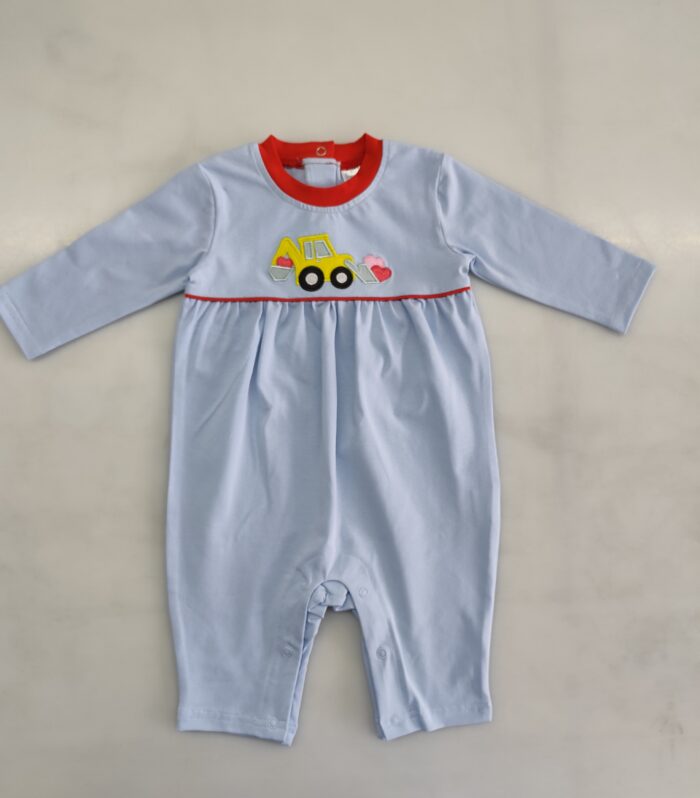 Baby's light blue long-sleeved one-piece clothes