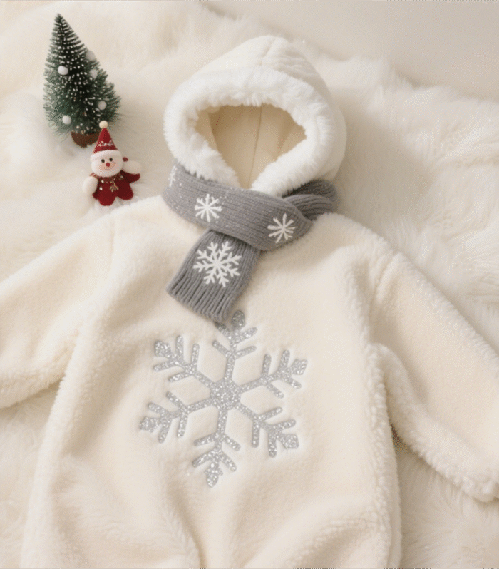 Winter snow scenery of baby jumpsuit