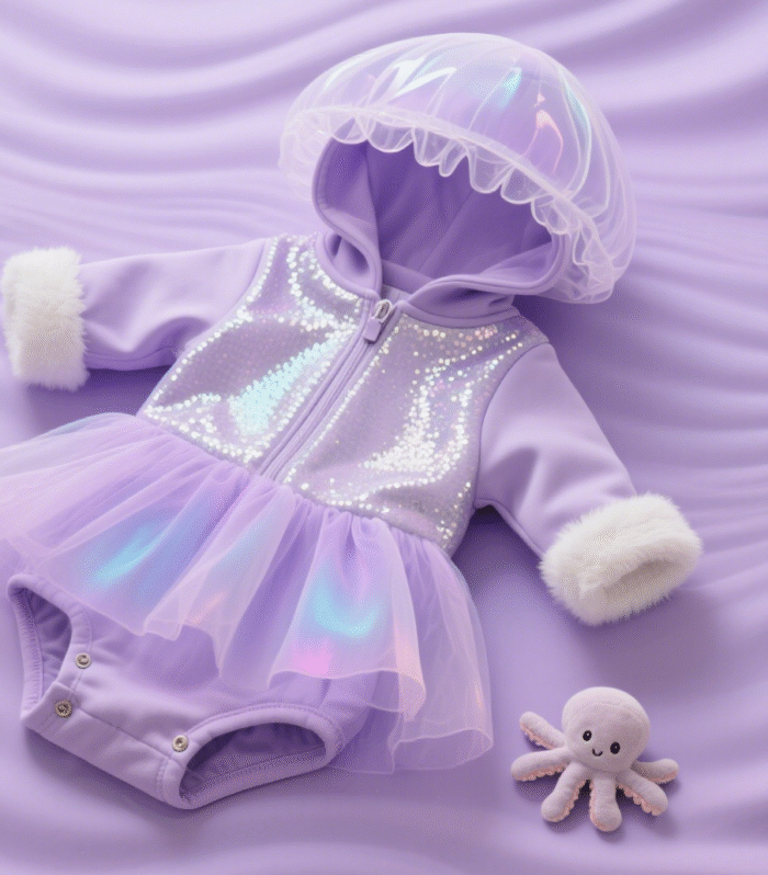 Infant jumpsuit with jellyfish print