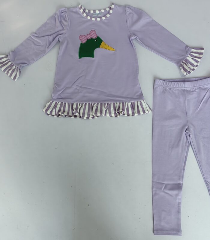 Girl's Mallard Duck Applique Top & Leggings Set