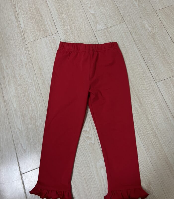 Solid Red Kids Pants with Ruffle Cuffs