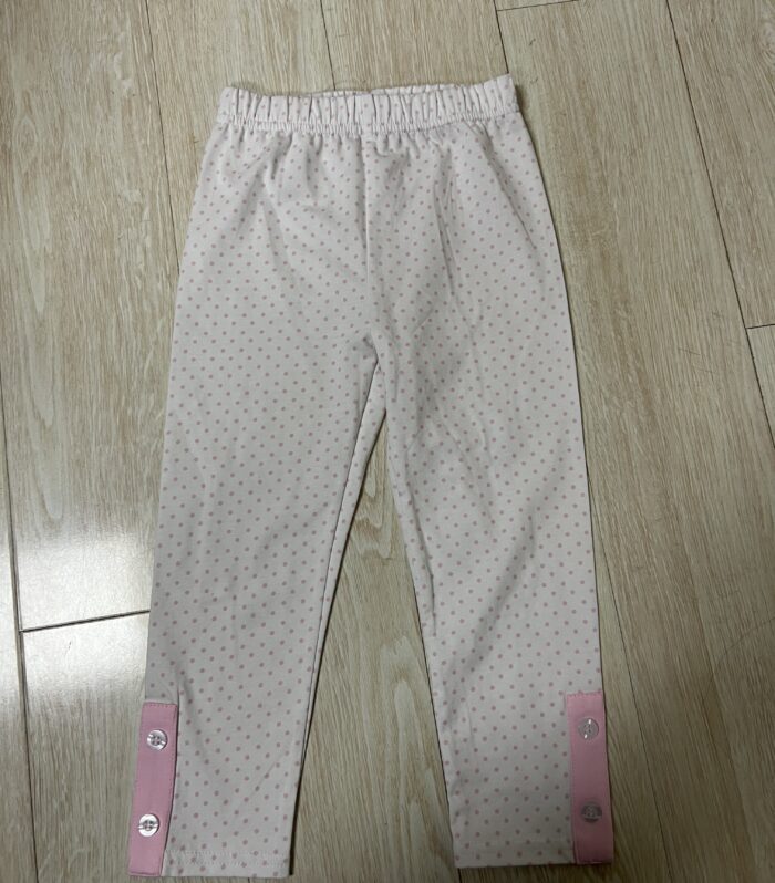 Light Pink Polka Dot Kids Pants with Button Cuffs