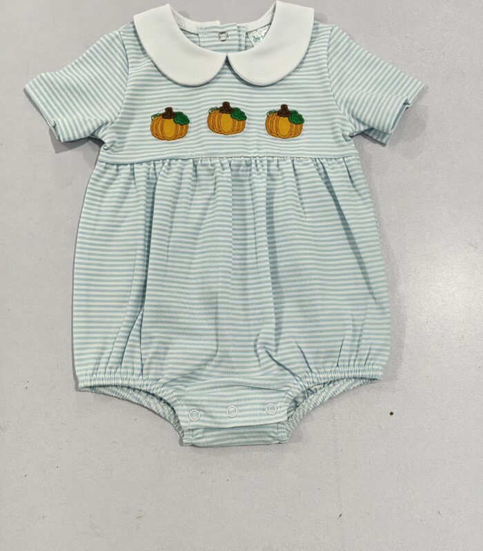 Pumpkin Trio Stripe Peter Pan Collar Romper
