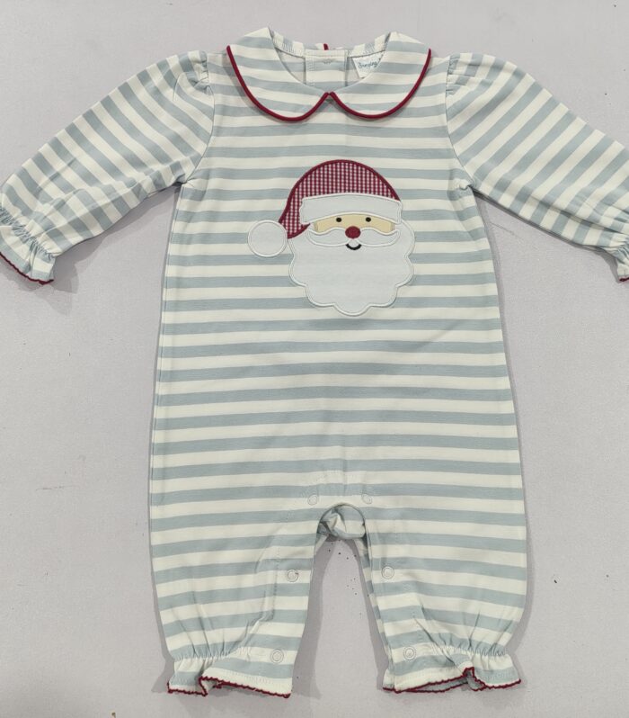 Baby Girl Santa Claus Applique Peter Pan Collar Romper
