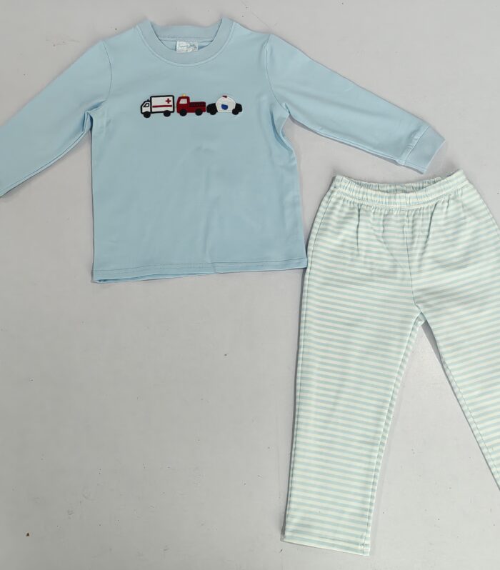 Boys Fire Truck & Ambulance Embroidery Set