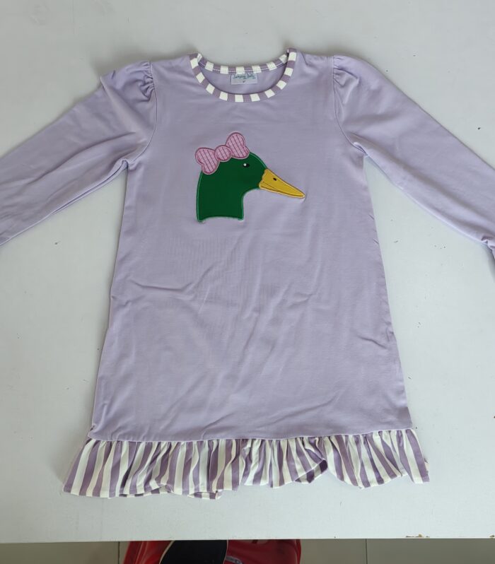 Girl's Mallard Duck Applique Ruffle Dress