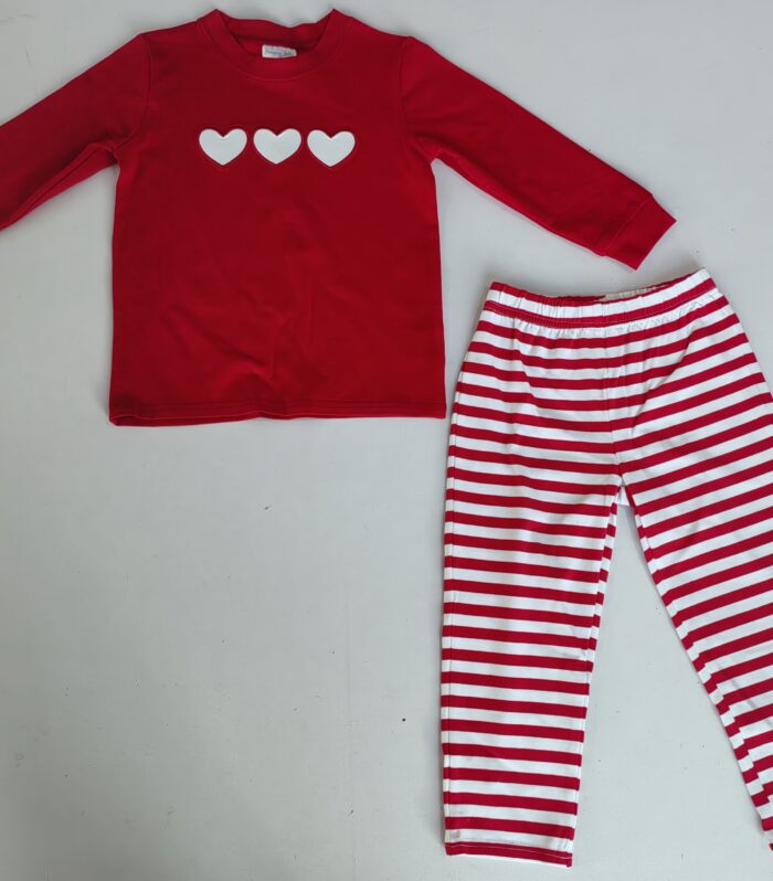Girls Red Heart Appliqué 2-Piece Outfit