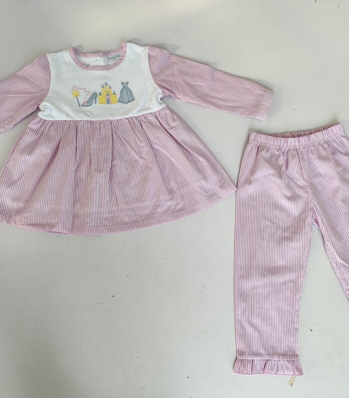 Girls Purple Grid Ruffle Top & Bloomers Set