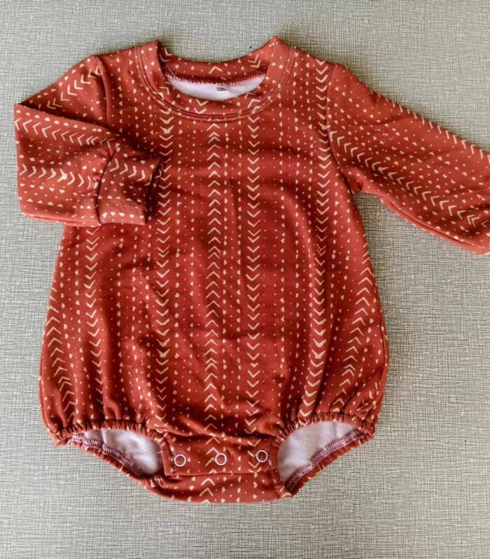 Baby Rust Arrow Print Long Sleeve Bubble Romper