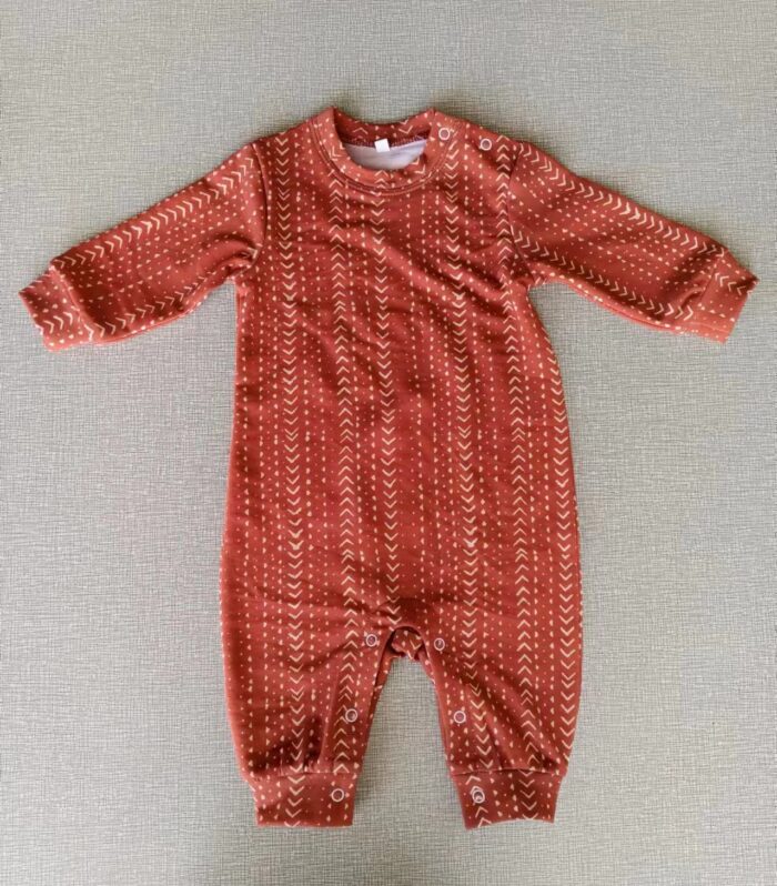 Basic Rust Arrow Print Long Sleeve Baby Romper
