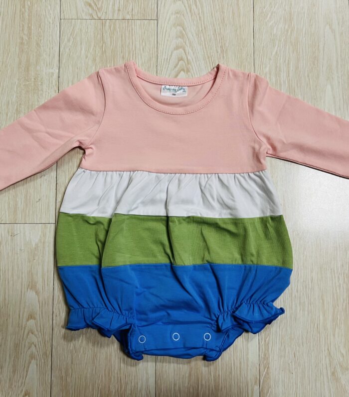 Baby Four-Tier Color Block Bubble Romper