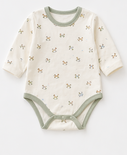 Baby Rocking Horse All Over Print Long Sleeve Bodysuit