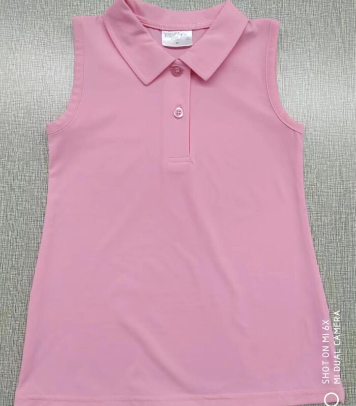 Girls Pink Sleeveless Polo Top