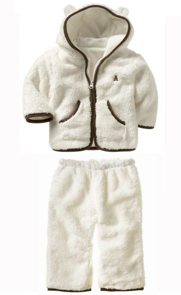 Baby Bear Ear Hooded Fleece 2-Piece Outfit