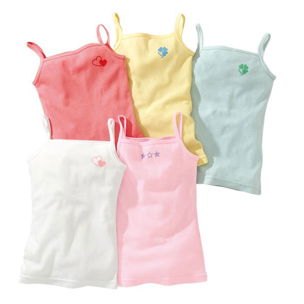 Girls Solid Color Mini Embroidery Camisole 5pcs Set