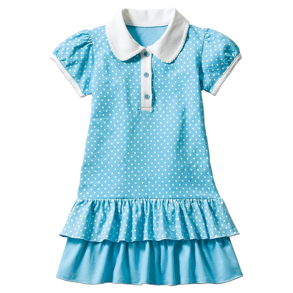 Kids Peter Pan Collar Polka Dot Short Sleeve Dress
