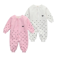 Baby Polka Dot Front Opening Long Sleeve Romper