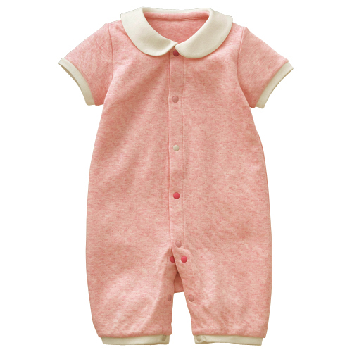 Peter Pan Collar Short Sleeve Full Snap Baby Jumpsuit