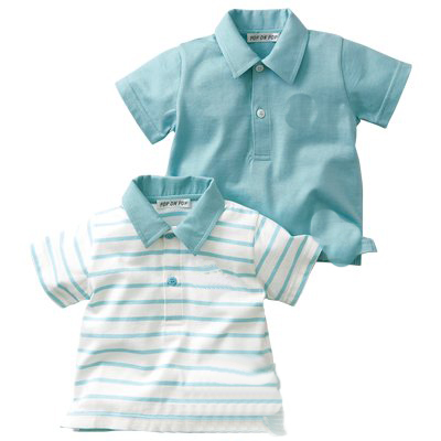 Baby Boy Light Blue Collar Polo Shirt 2pcs Set