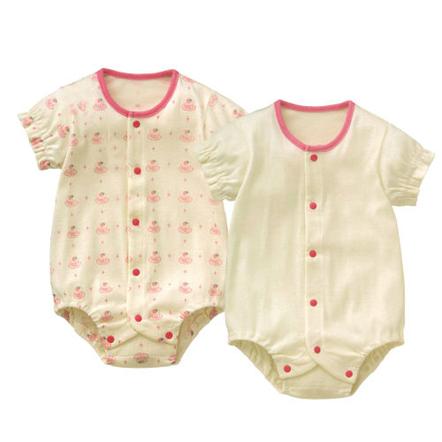 Short Sleeve Front Open Floral Baby Bodysuit 2 Pack