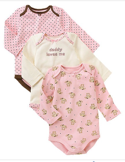 Baby Cartoon Print Long Sleeve Bodysuit 3pcs Set